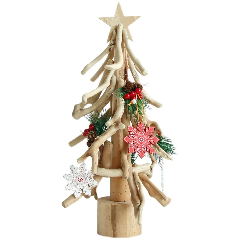 Nordic Christmas Tree With Led Light Solid Wood Small Tabletop Tree Household Decor Arvore De Natal Christmas Decoration