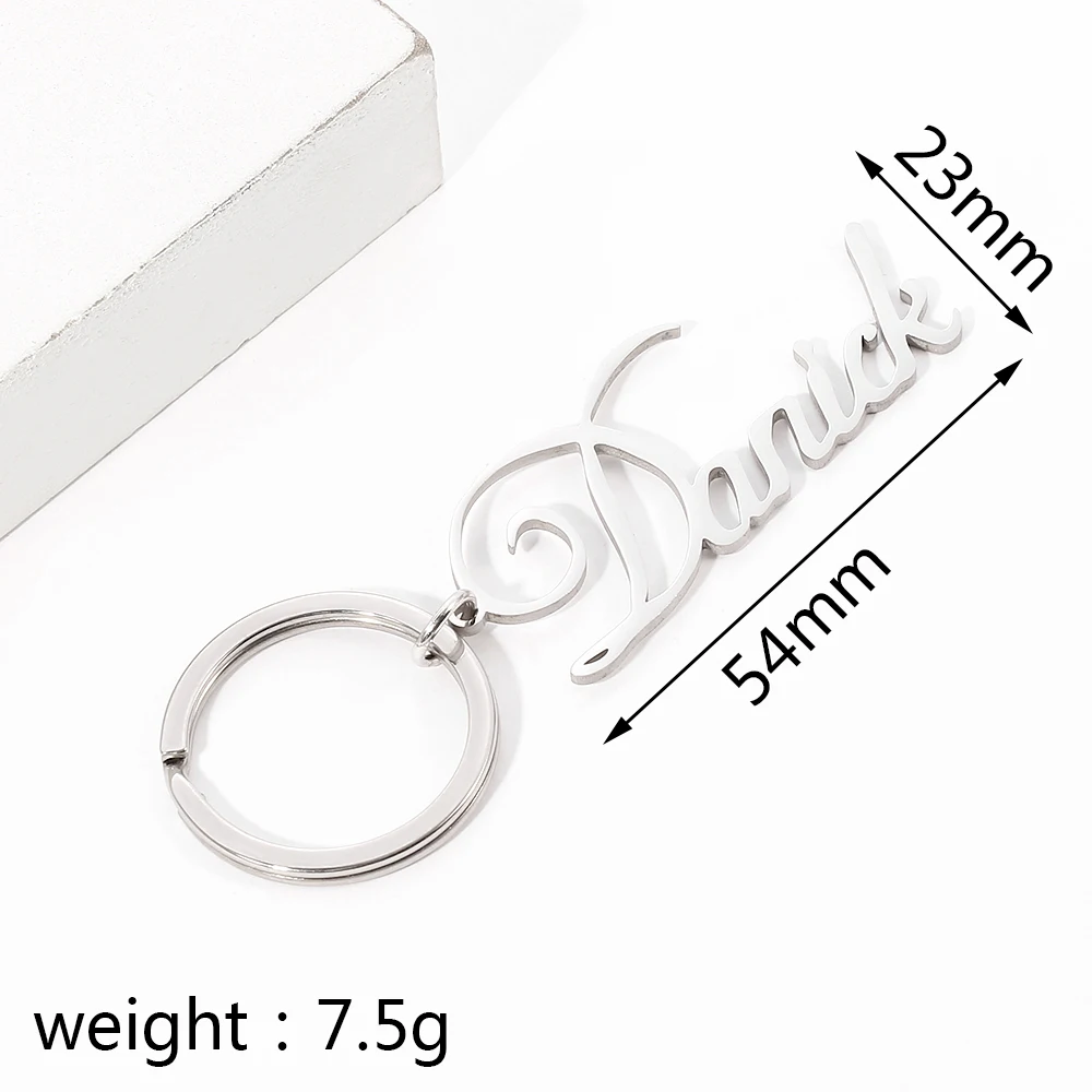 

Custom Sculpture Name Keychains Personalized Monogram Initial Key Chain With Name Engraved Letter For Women Men Jewelry Gifts