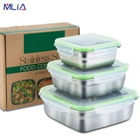 mlia 304 stainless steel lunch box square portable japanese lunchbox for kids picnic office workers school leak proof food box