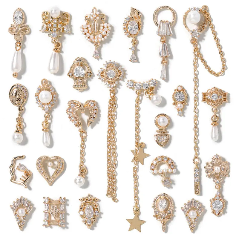 

2pieces 3D metal Zircon Nail art jewelry japanese nail decorations top quality zircon crystal manicure zircon diamond charms