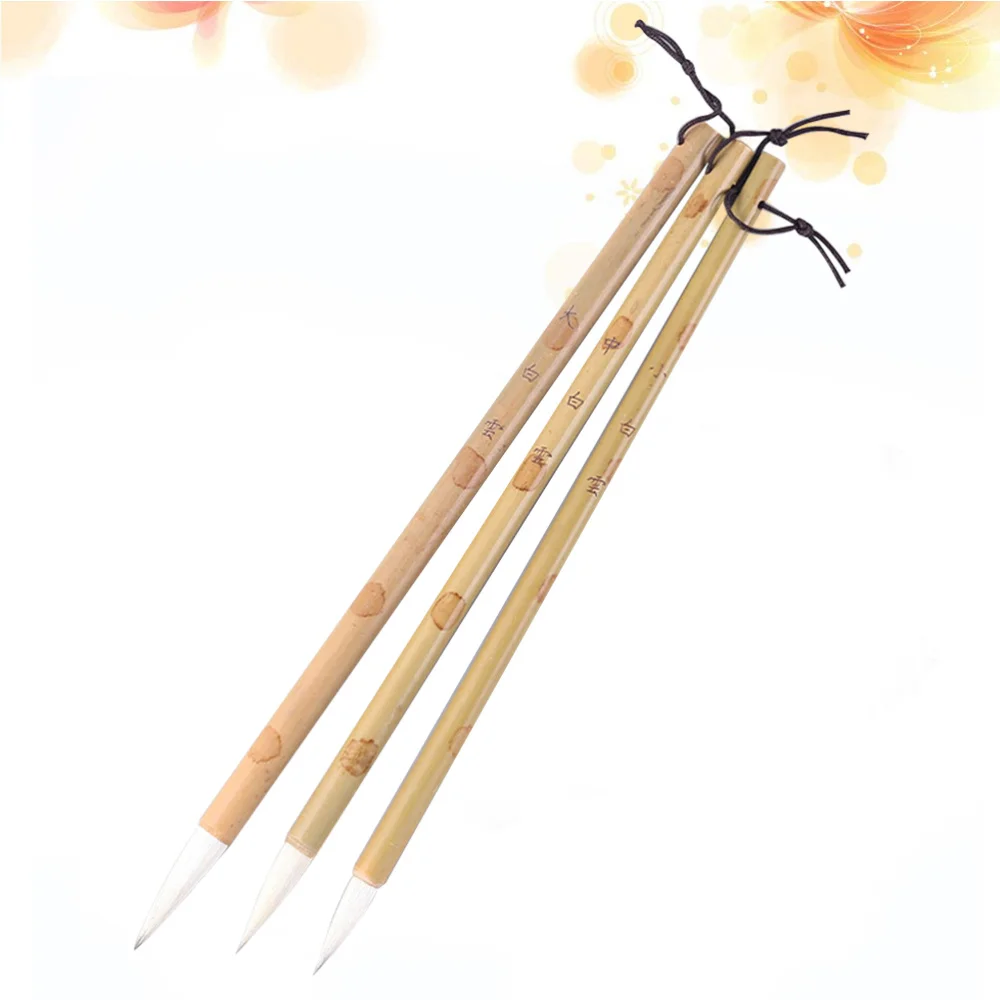 

3 Pcs Professional Excellent Elastic Hair Chinese Caligraphy Kanji Japanese Sumi Drawing Brush for Home School Writing Practice