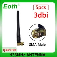 eoth 5pcs 433mhz antenna 3dbi sma male lora antene pbx iot module lorawan signal receiver antena high gain