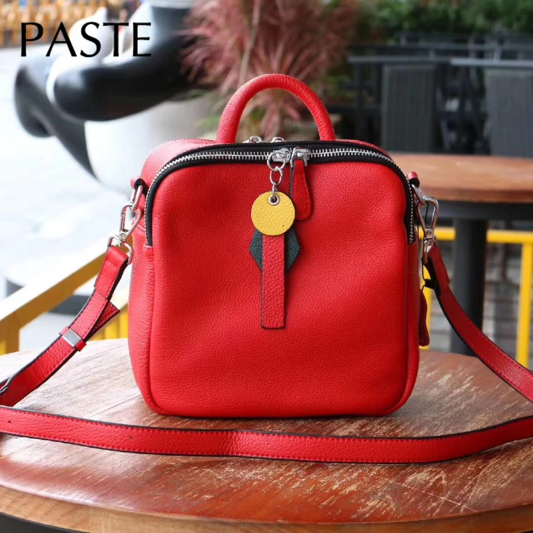 Элегантная женская сумка мессенджер из натуральной кожи в форме коробки