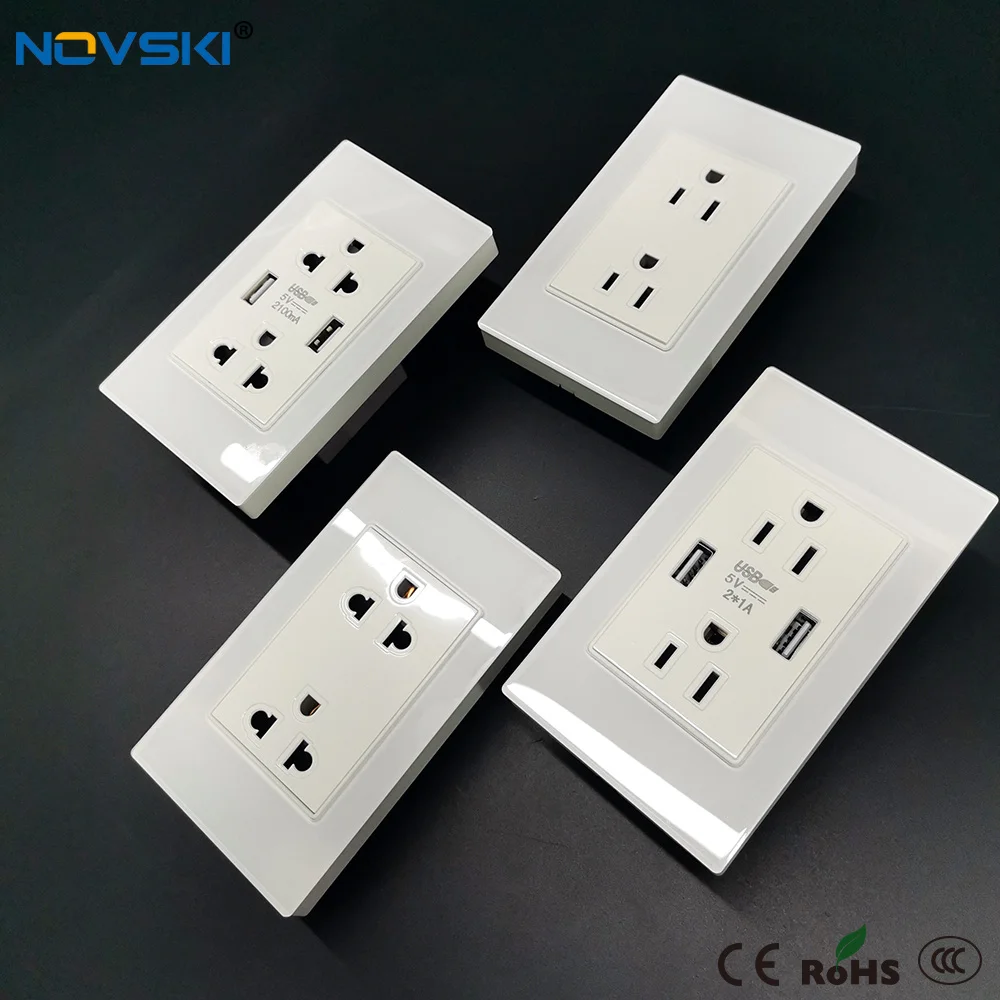NOVSKI 2.5D стенная розетка из закаленного стекла многофункциональная 2 1 а двойной USB