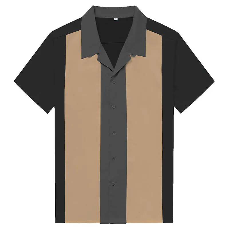 

Charlie Harper Shirt Vertical Striped Shirts for Men Rockabilly Shirt Button-Down Cotton Shirts Short Sleeve Vintage Dress