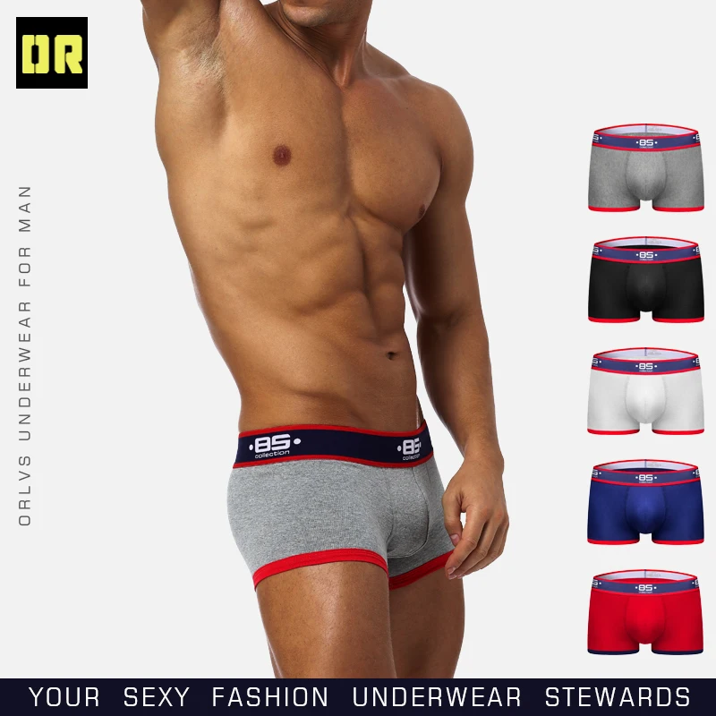 Мужские трусы боксеры BS серые дышащие слипы из хлопка сексуальное нижнее белье