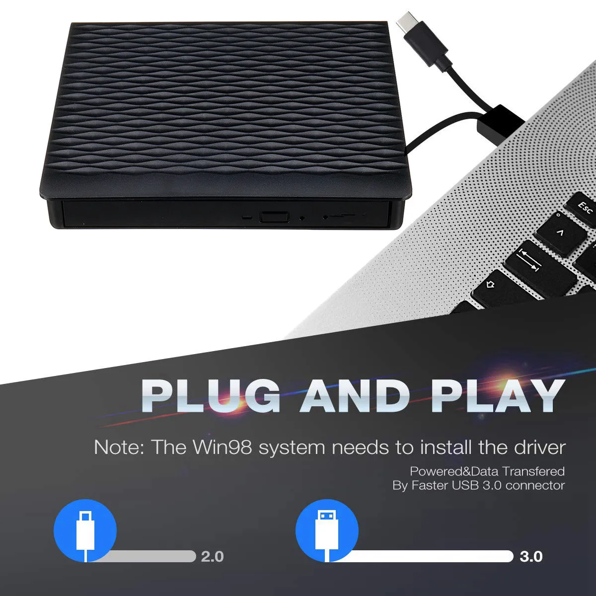 Тип C USB 3,0 внешний CD DVD привод Оптический привод для ноутбука Настольный Windows портативный тонкий DVD-RW проигрыватель