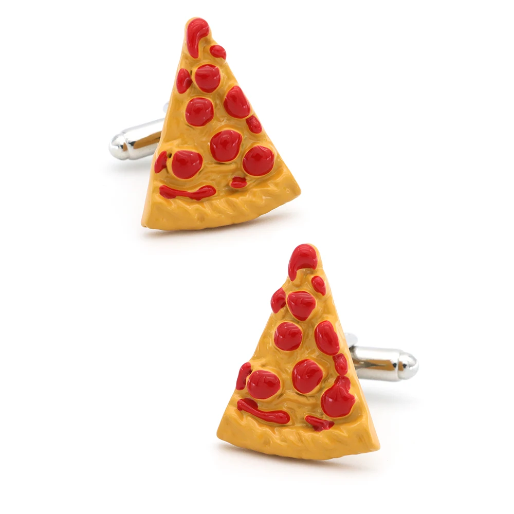 

Food Design Pizza Cufflinks For Men Quality Copper Material Yellow Color Cuff Links Wholesale&retail