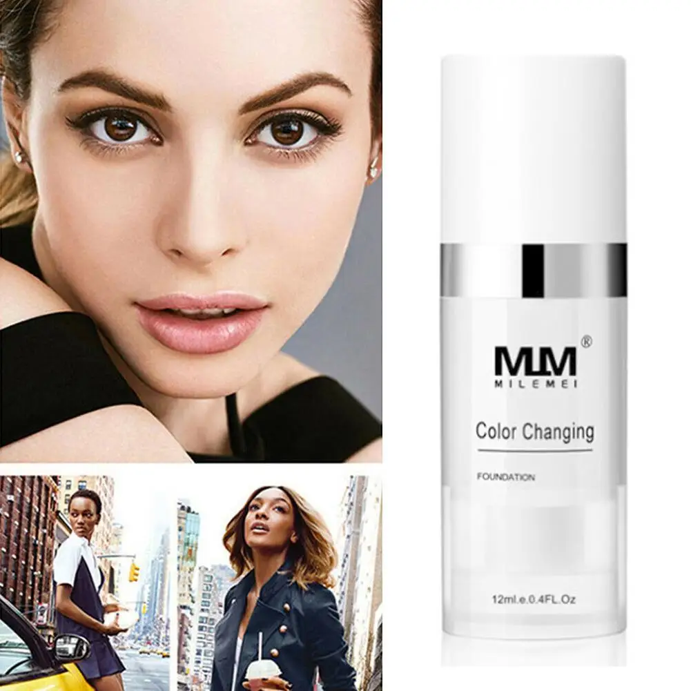 

Color Changing Foundation Cream Natural Self-adjusts Full Coverage Base Makeup Nude Professional Concealing