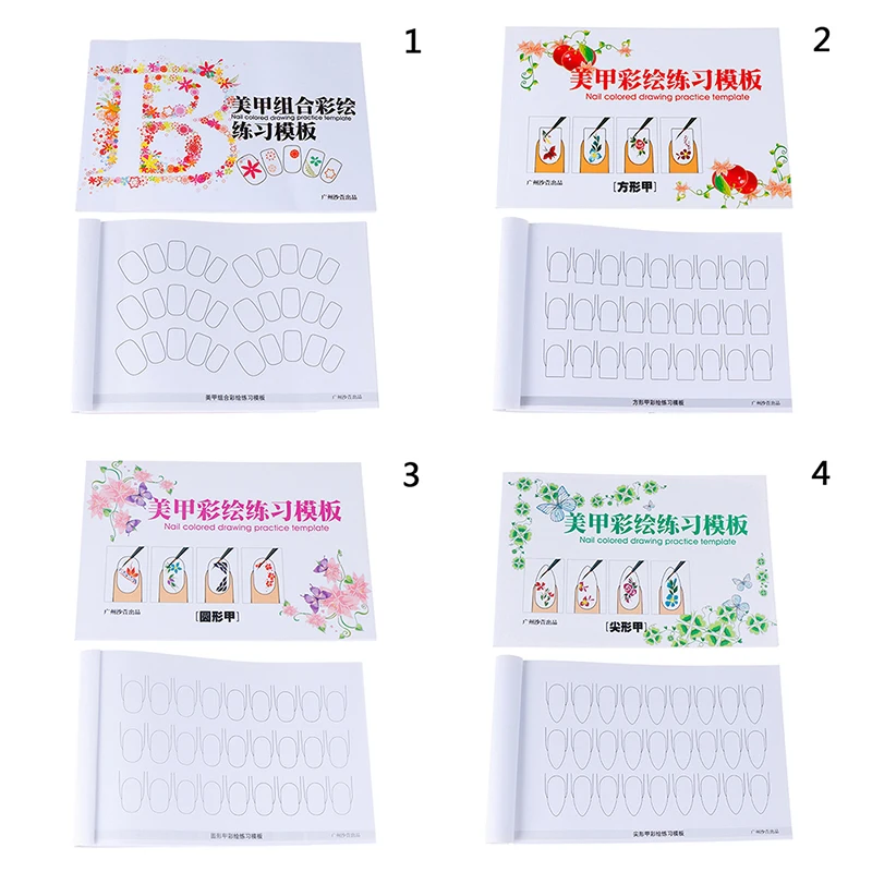 Multi-shaped Nail 24 Pages Art Practice Book Colored Drawing Painting Template Manicure Tools | Красота и здоровье