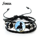 Плетеные браслеты в виде черной лошади в стиле панк, ретро, кожаные браслеты в виде лошадей и животных, ручная вязка, хорошее качество, мужская бижутерия, подарки