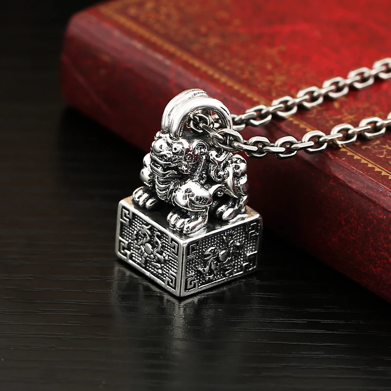 Новое серебряное ожерелье Lucky Pixiu Мужская индивидуальная подвеска в китайском