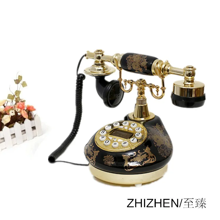 Черный бронзированный антикварный телефонный домашний винтажный проводный