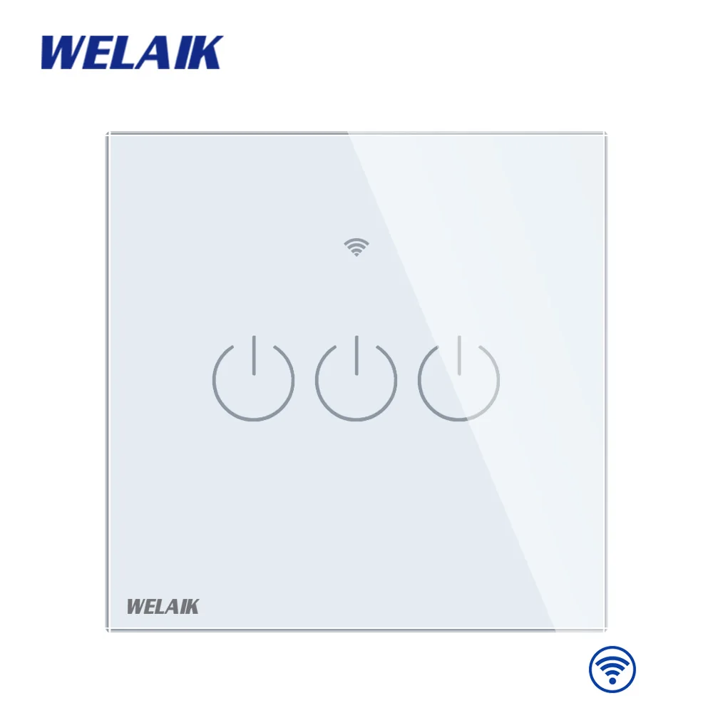 Сенсорный выключатель WELAIK UK Wi Fi настенная панель из хрустального стекла умный
