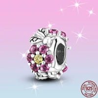 2021 new 925 sterling silver daisy pav%c3%a9 bee charmbead fit original pandora braceletbangle making fashion jewelry