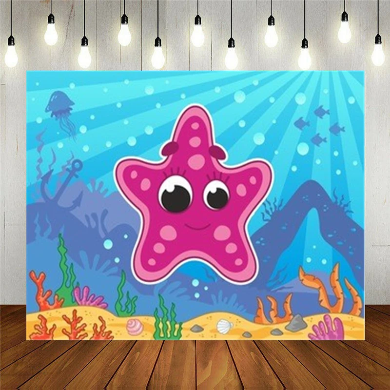 

Реквизит для фотостудии Виниловый фон для фотосъемки для детей день рождения подводный мир Милая мультяшная Морская звезда на море фон