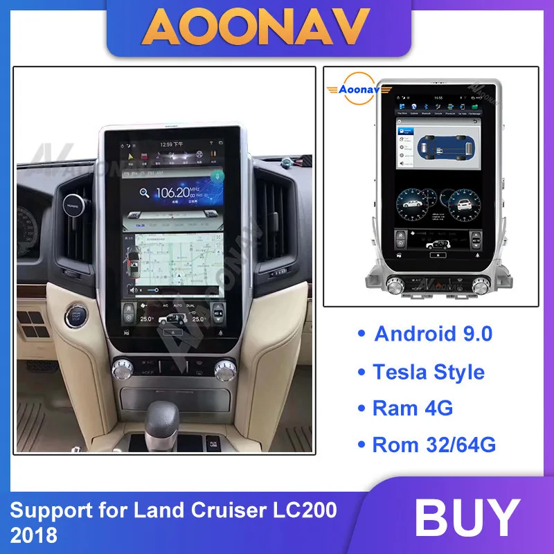 Автомобильный мультимедийный плеер 2din Android для Toyota Land Cruiser LC200 2018 GPS навигатор