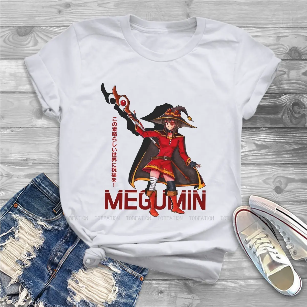 

Megumin Women Shirts God’s Blessing on this Wonderful World T-shirt Harajuku Vintage Female Blusas