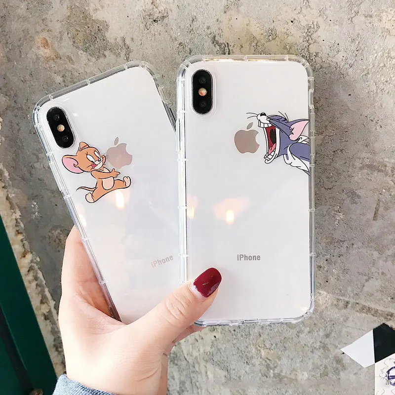 Cat and mouse cartoon phone case for iPhone11 X XS XR XSMax 8 7 6 6S PluS soft silicone couple drop protection cover |