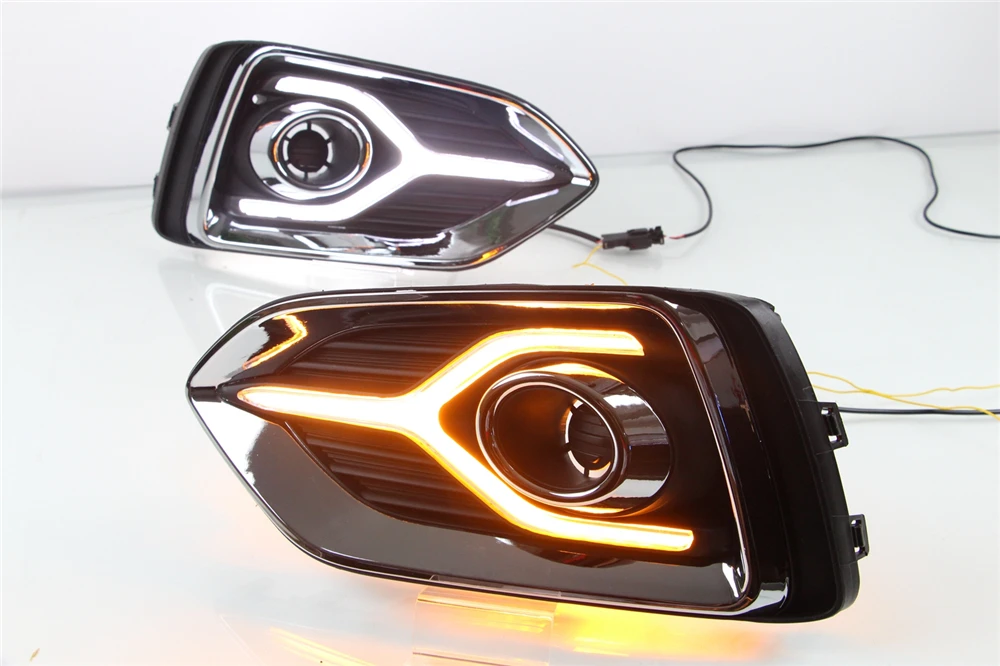 1 Пара для Hyundai Accent Solaris 2017 2018 2019 2020 Желтая функция поворотного сигнала 12В Автомобильная DRL LED Дневной светильник Противотуманный светильник включен.