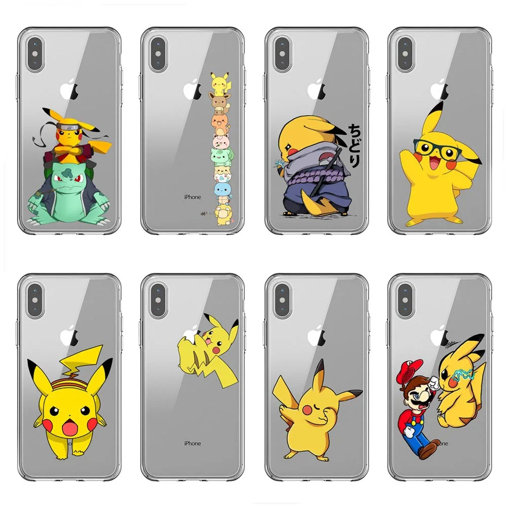Модный и милый забавный Мягкий Силиконовый ТПУ чехол с Пикачу для iphone 11 5 6 6S Plus 7 8