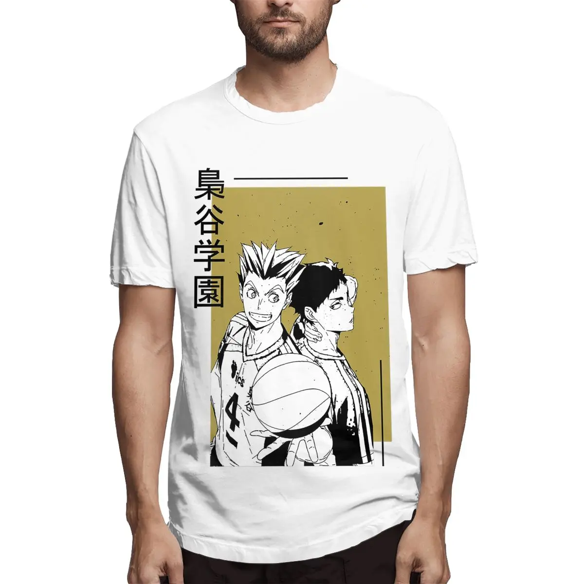 

Haikyuu!-Fukurodani-BokuAka-character-design Men's Novelty Tee Shirt Short Sleeve O Neck T-Shirt Cotton Summer Clothing