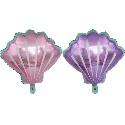 shellballon 2 pcs 8Pcs Iridescent Sparkle Shell Paper Plates Party Dish Tableware 9" Mermaid Theme Festival For Baby Shower Wedding Party Supplies - Color: shellballon 2 pcs