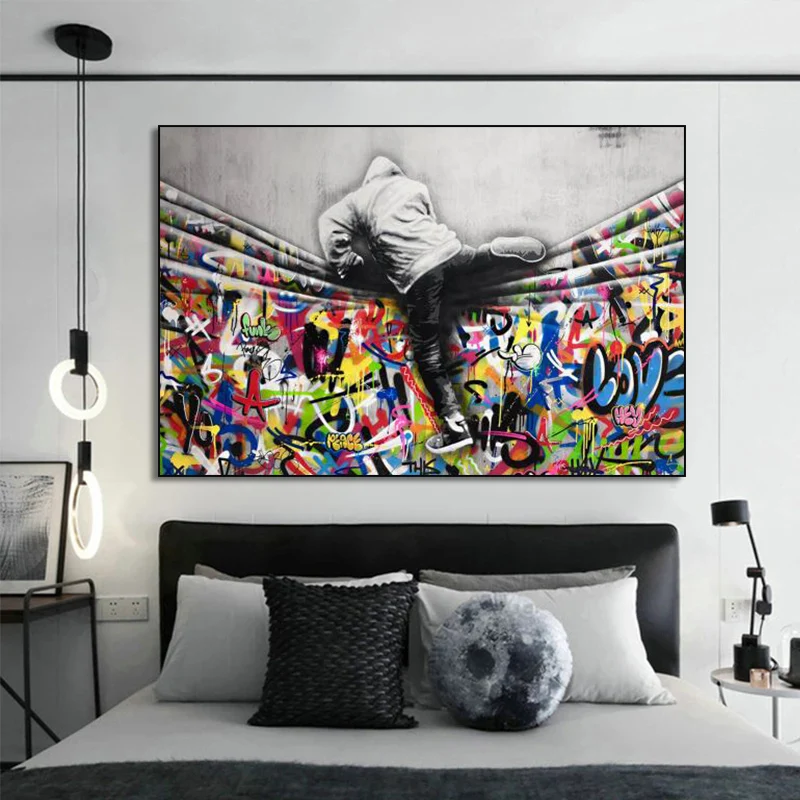 

Banksy Abstract Street Graffiti Canvas Painting Artwork Poster Modern Wall Art Pictures Home Living Room Decor (No Frame)