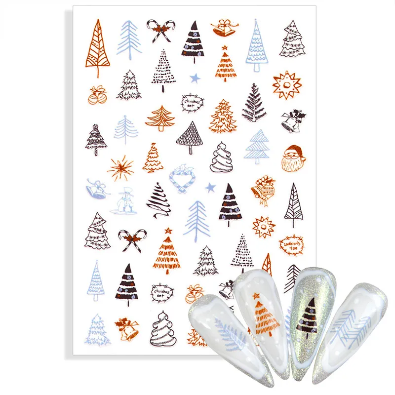 1 лист 2021 новый дизайн Рождественская Наклейка 3D наклейка для ногтей Фольга
