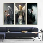 Постеры на холсте с изображением серых персонажей крыльев черепа дьявола и ангела