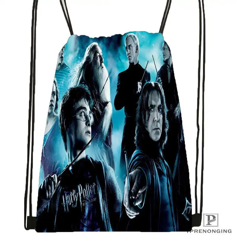 Drawstring Backpack Пользовательские Гарри-Поттер-походная сумка на шнурке для мужчин и женщин милый рюкзак дети ранец(черная спина) 31x40 см#20180611-03-158 - Цвет: Drawstring Backpack