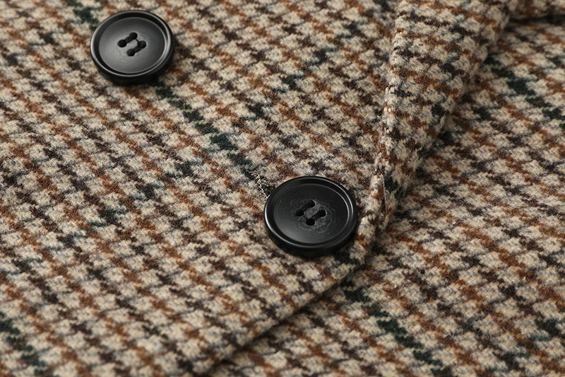 

[EAM] Loose Fit Plaid Pattern Belt Woolen Coat Parkas New Notched Collar Long Sleeve Women Fashion Autumn Winter 2021 1DD3662