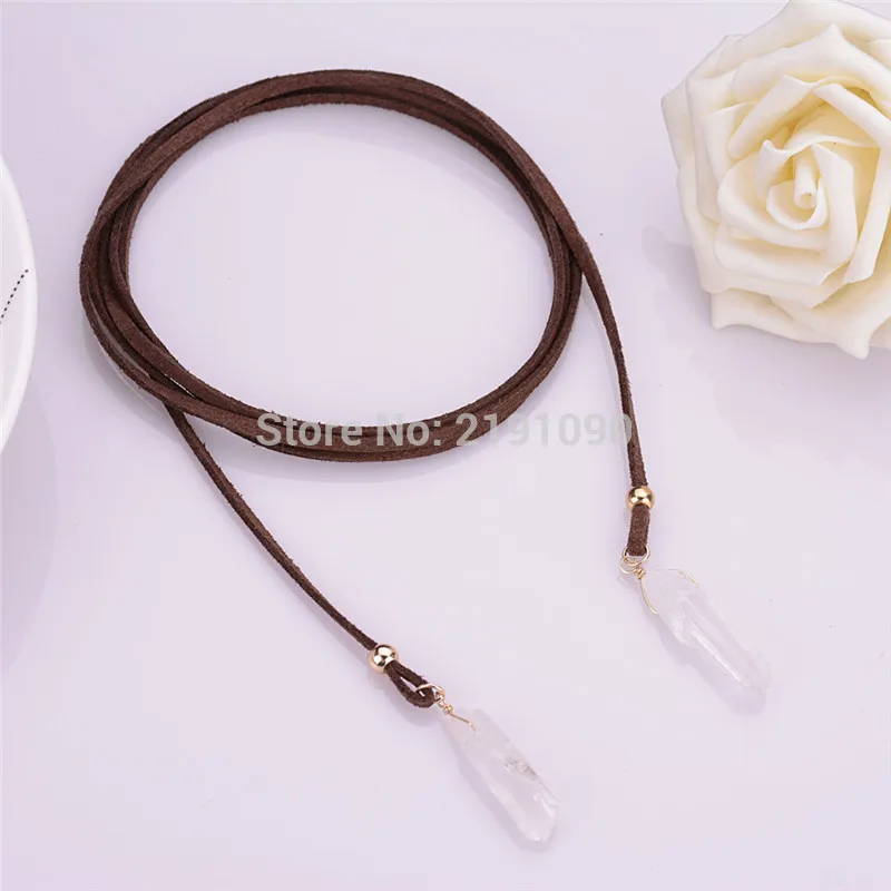 Длинное замшевое кожаное колье Joyeria colare Jewelry Colar Bijoux Femme каменный костюм |