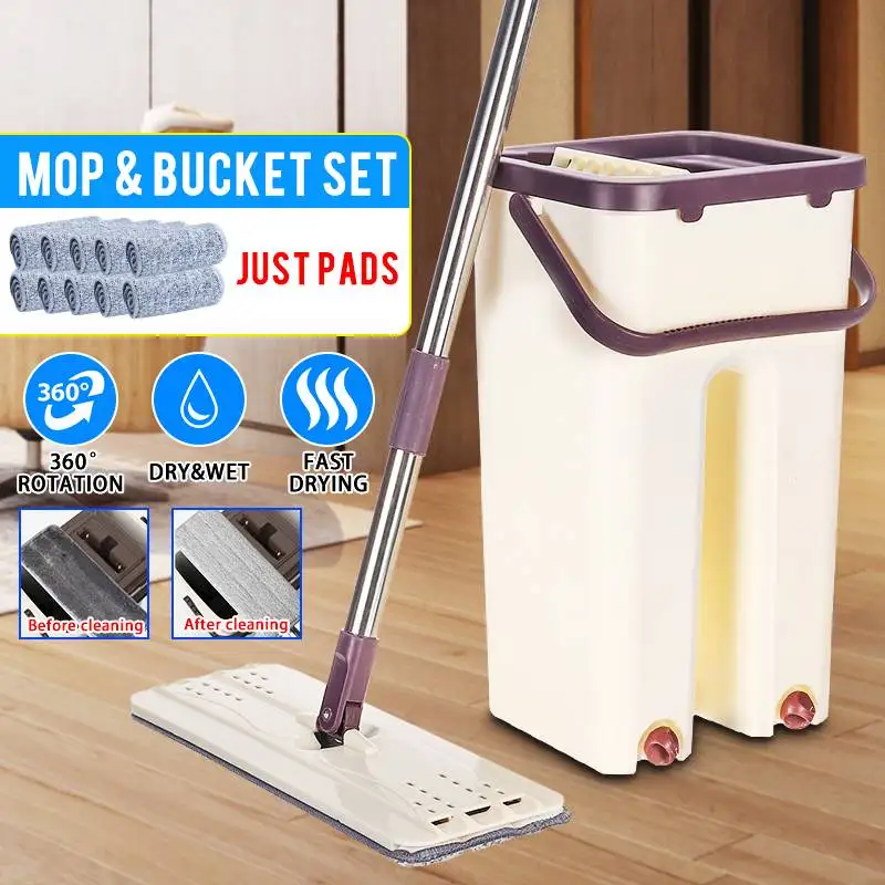 

Lazy Free Hand Clean Washing Flat Mop Shake Mops New Scratching Paste Flat Spin Microfiber with Bucket Magic Spray