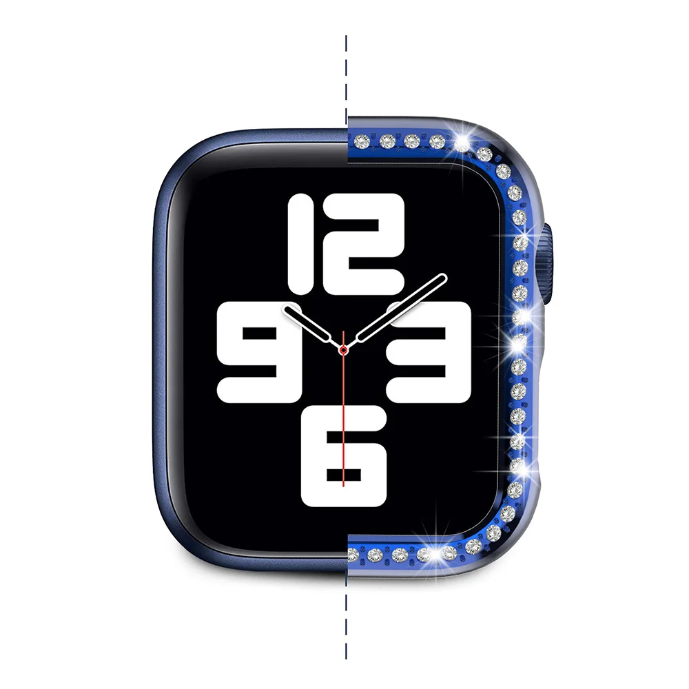 Алмазный защитный чехол для Apple Watch крышка 45 мм 41 38 42 40 44 блестящий Кристальный