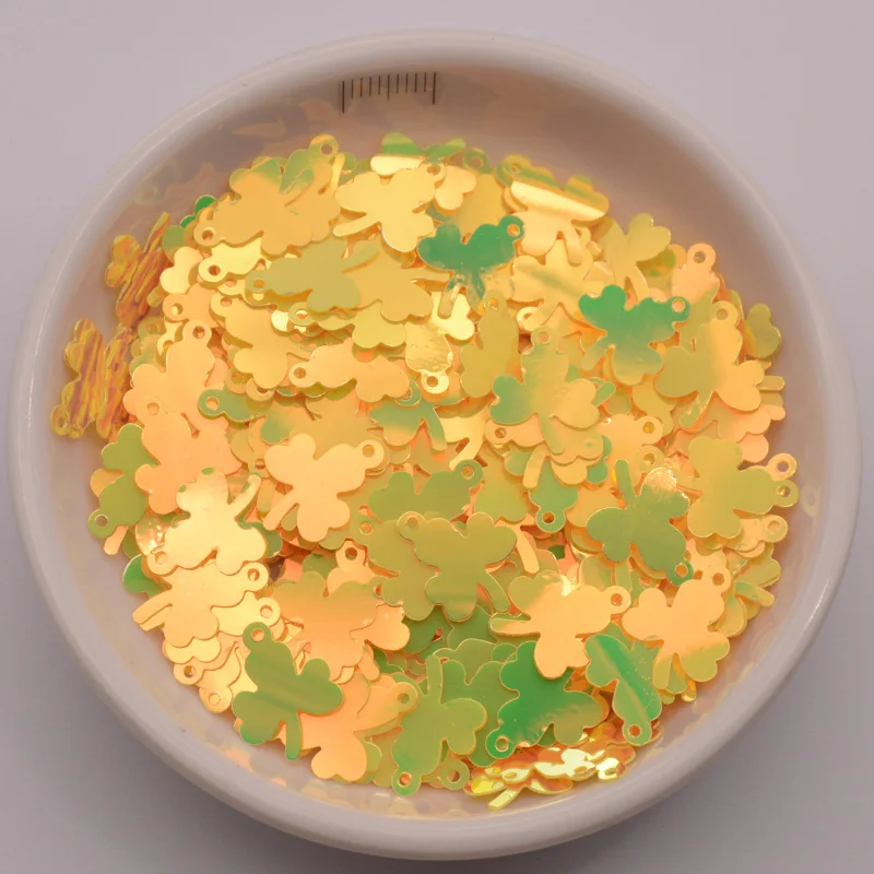 Блестящие пайетки из ПВХ в форме цветка клевера 25 г 11 х15 мм | Дом и сад