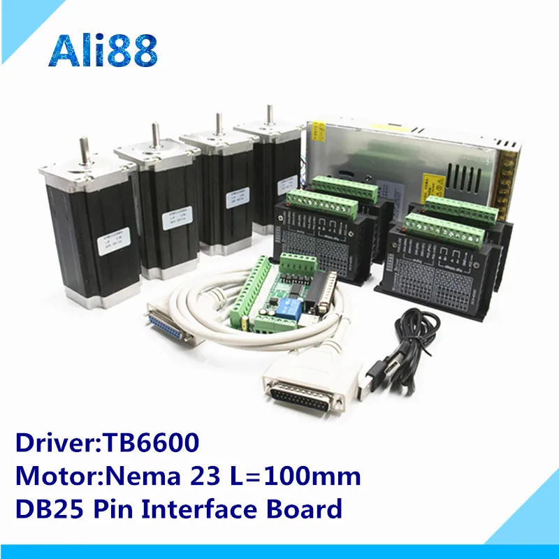 CNC маршрутизатор 4 оси: kitTB6600 сервопривод+ mach3 breakout board+ 350W36v блок питания+ 2,5 N. m Крутящий момент 357Oz-in Nema 23 шаговый двигатель