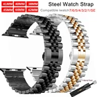 Ремешок из нержавеющей стали для Apple Watch Band 7 6 5 4 SE 45 мм 41 мм 40 мм 44 мм, металлический спортивный браслет для iWatch 3 2 1 38 мм 42 мм