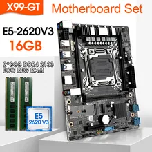 X99 GT Motherboard Set,E5 2620V3 LGA2011-3 CPU 2pcs *8GB =16G 2133MHz DDR4 ECC REG Memory,M.2 WIFI,NVME M.2 slot