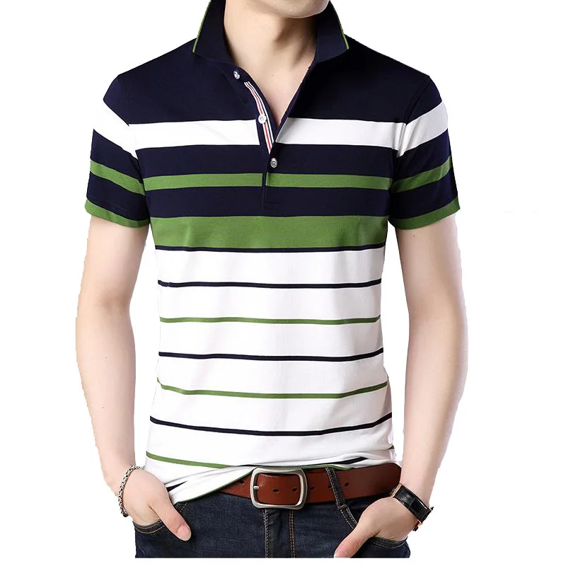 

Men Striped Polo Shirt Cotton Short Sleeve 2021 Summer Top Shirts