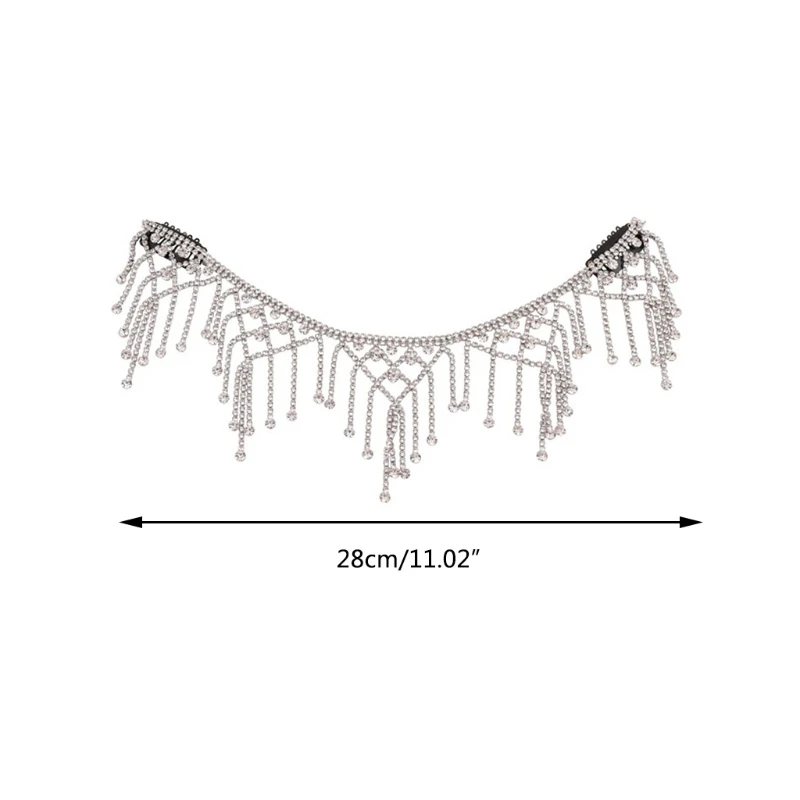 

Wedding Bridal Metal Alloy Head Chain Glitter Rhinestone Geometric Tassel Forehead Headband Party Jewelry Headpiece