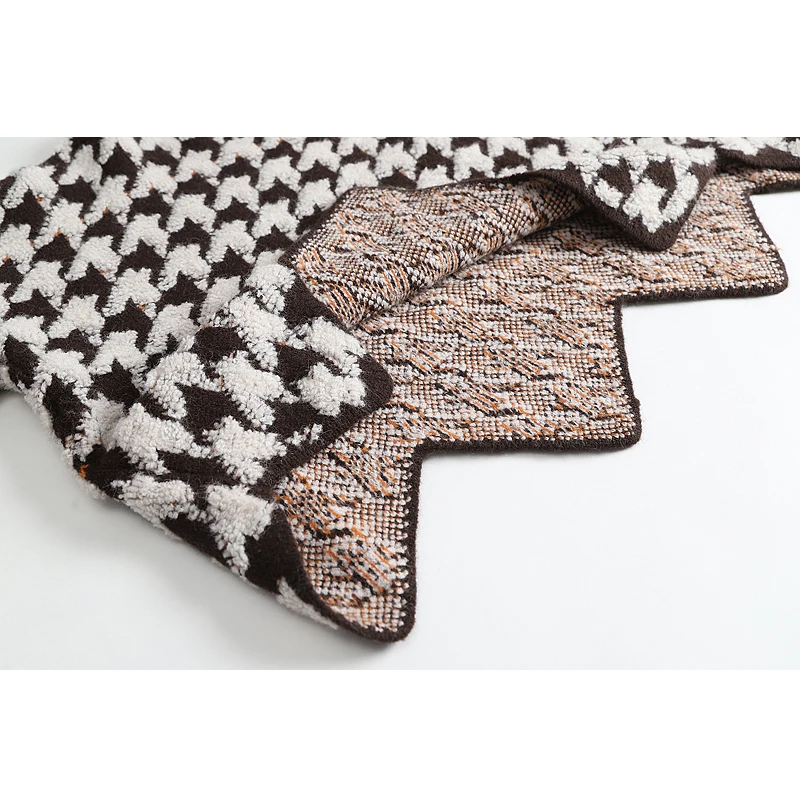 Женский укороченный свитер в клетку пуловер с V-образным вырезом и длинным