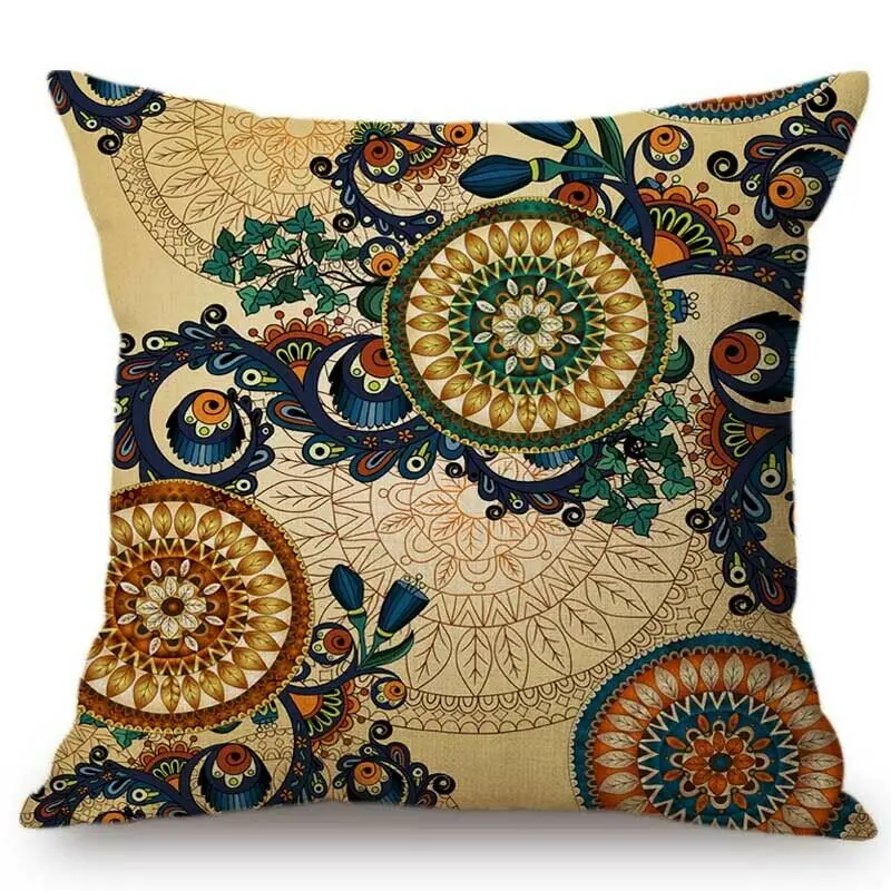 Pink Bright Paisley Floral Pattern Home Pillow Bohemian Mandala Cushion Cover | Дом и сад