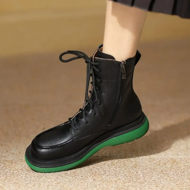 

Zalavor Real Leather Ankle Boots Winter Women Shoes Mixed Color 2022 New Arrival Ins Fashion Daily Ladies Footwear Size 34-40