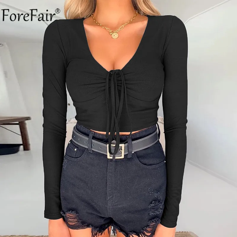 Женская футболка с длинным рукавом Forefair черная белая красная Повседневная