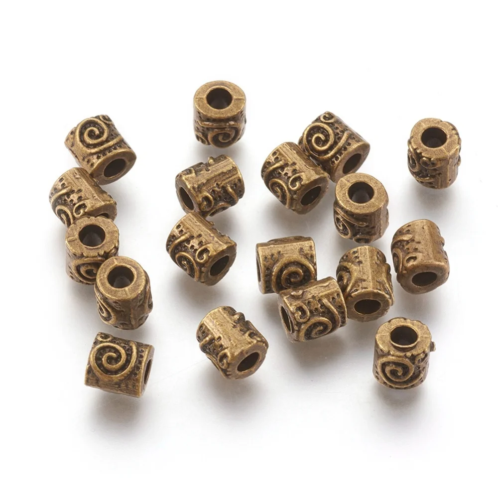 

50 pc Tibetan Style Alloy Beads Column Antique Bronze Lead Free & Cadmium Free & Nickel Free 6x6mm Hole: 2.5mm