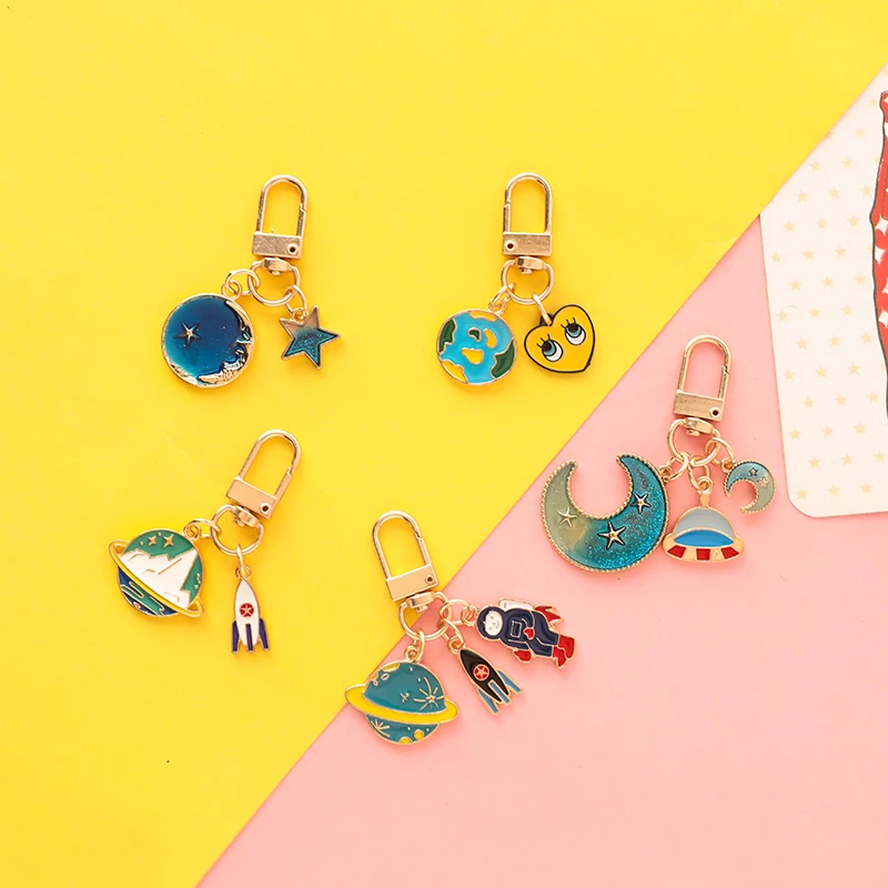 1 шт. оригинальный ins космонавты и ракеты земля креативный милый брелок для ключей