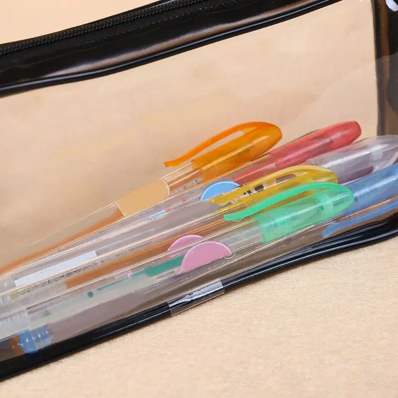 

Portable PVC Pencil Case Travel Toiletry Bag Big Capacity Stationery Pencil Bag
