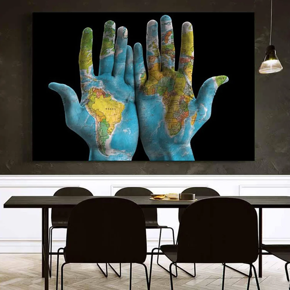 Ручная роспись Карта мира холст живопись и печать современные настенные картины