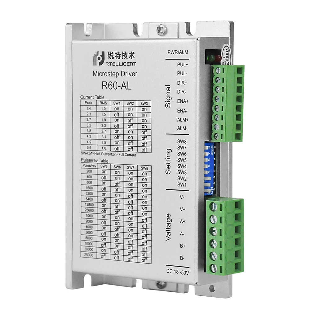 Rtelligent 24-50VDC Nema 24 шаговый двигатель с ЧПУ R60-AL с фазой отсутствует функция сигнализации и IO управления шаговый драйвер